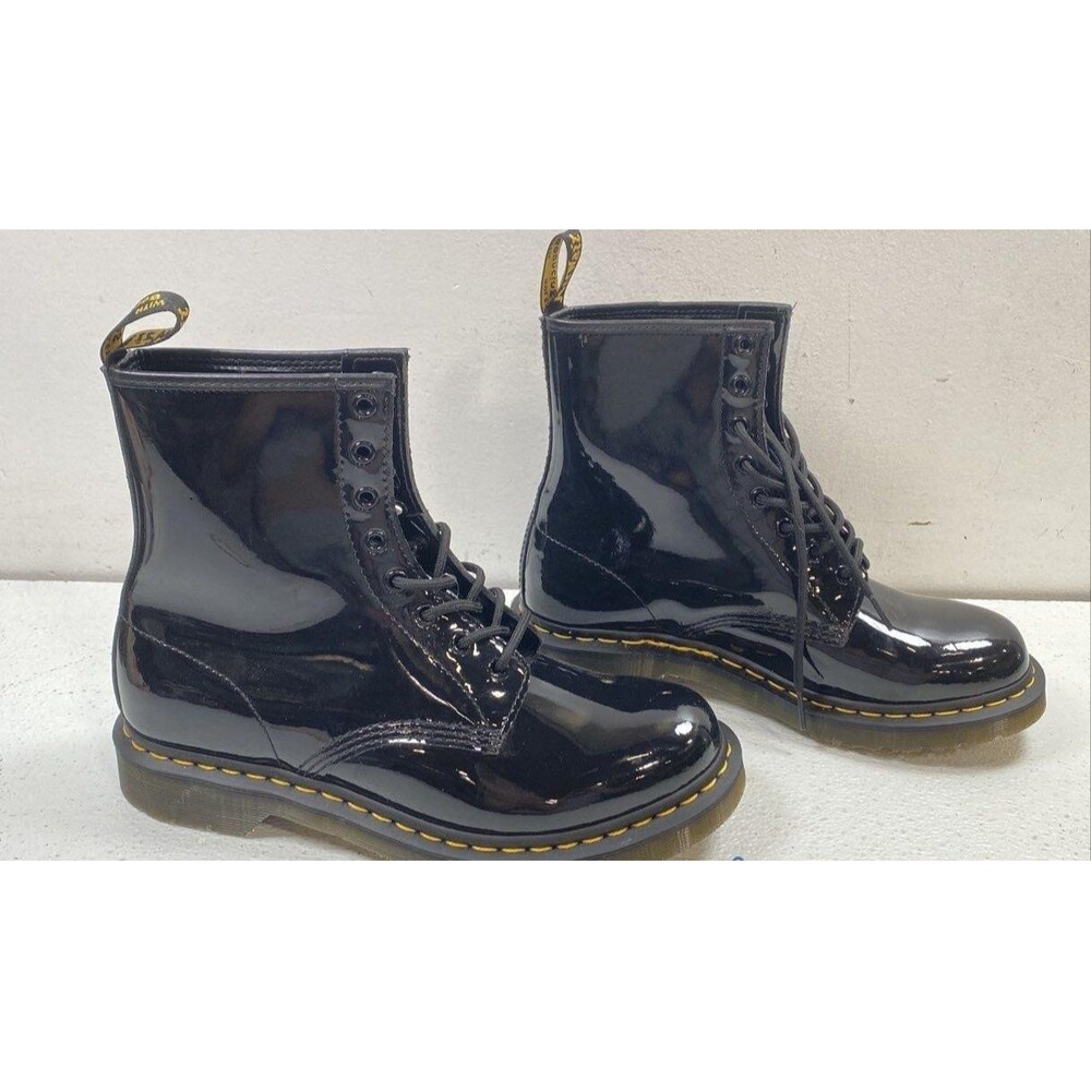 Dr Martens 1460 Patent Lamper Black Shiny Leather 8 Eye Boots Women 11